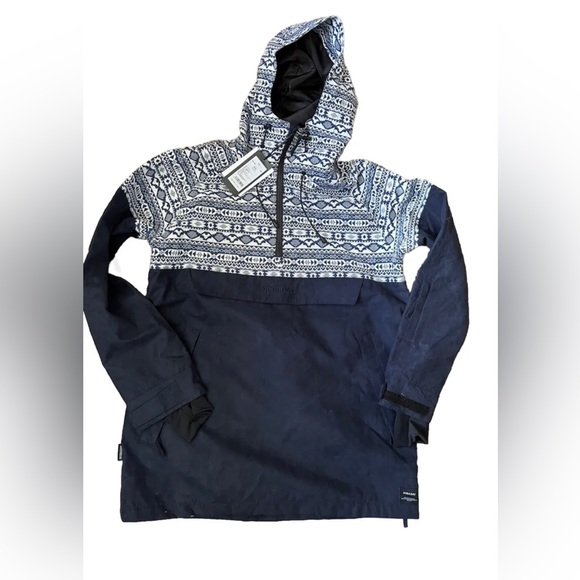 Nobaday Snowboarding Winter Suede Anorak Jacket Navy Blue Sz